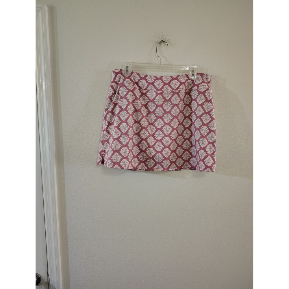 Sigrid Olsen Golf Tennis Skort ‎ XL Pink White Seashell Print Athletic Skirt